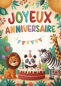 Joyeux anniversaire avec des animaux color&eacute;s
